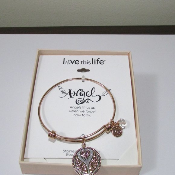 Love this Life One of a Kind Angel charm bangle bracelet gift new - Picture 4 of 10